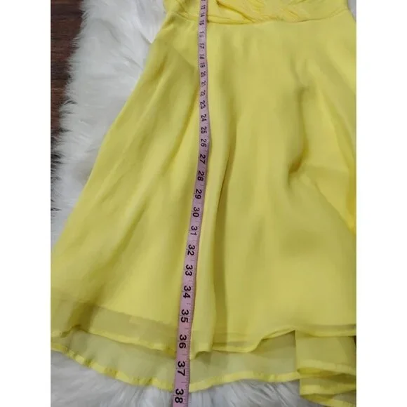 J. Crew Evie Sleeveless Silk Chiffon V-Neck Mini Butter Yellow Whimsy Size 6P - Picture 8 of 9